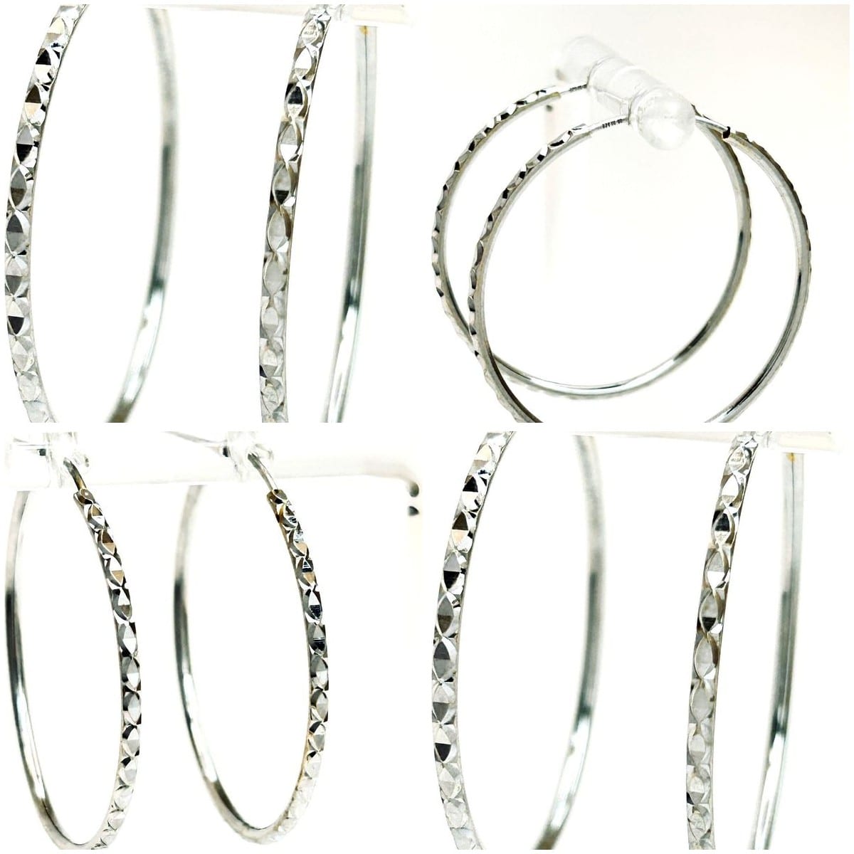 18K White Gold Hoop Earrings 4