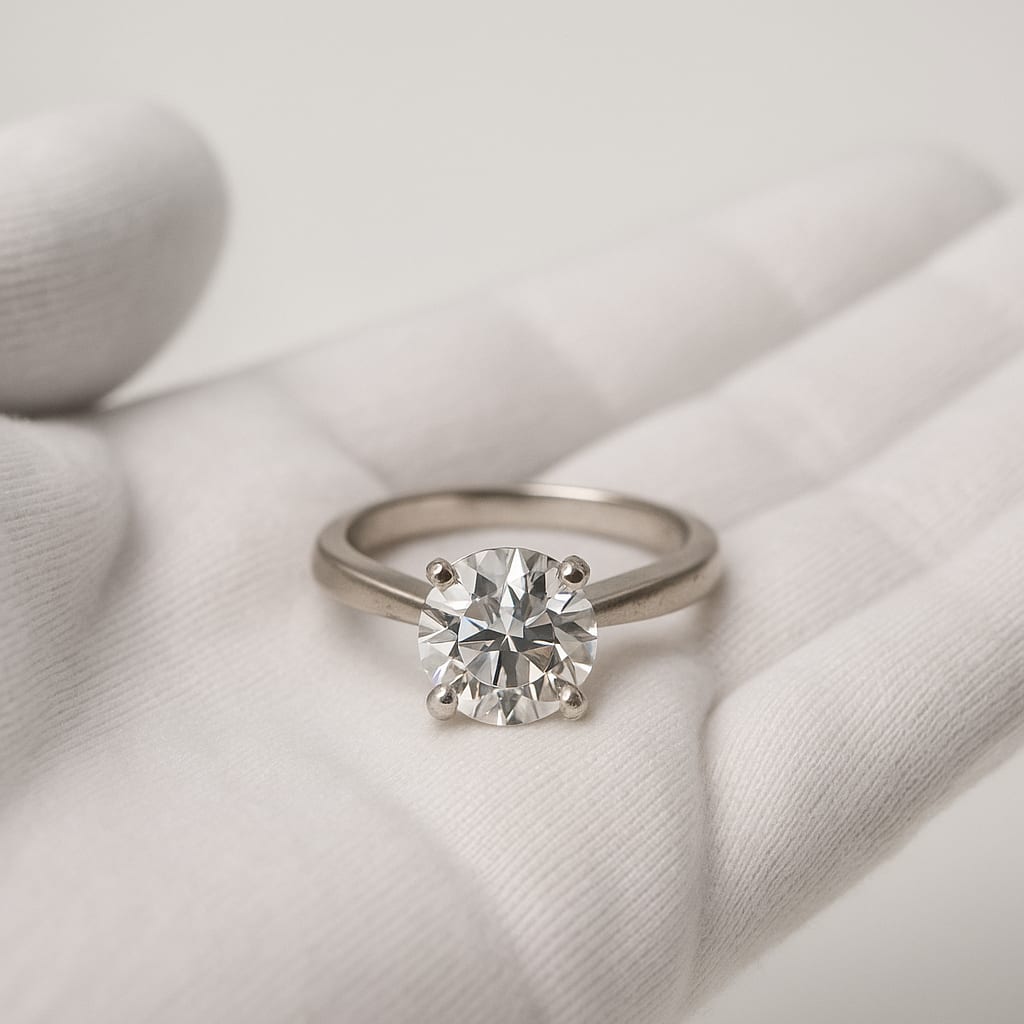 14K White Gold Diamond Solitaire Ring 3