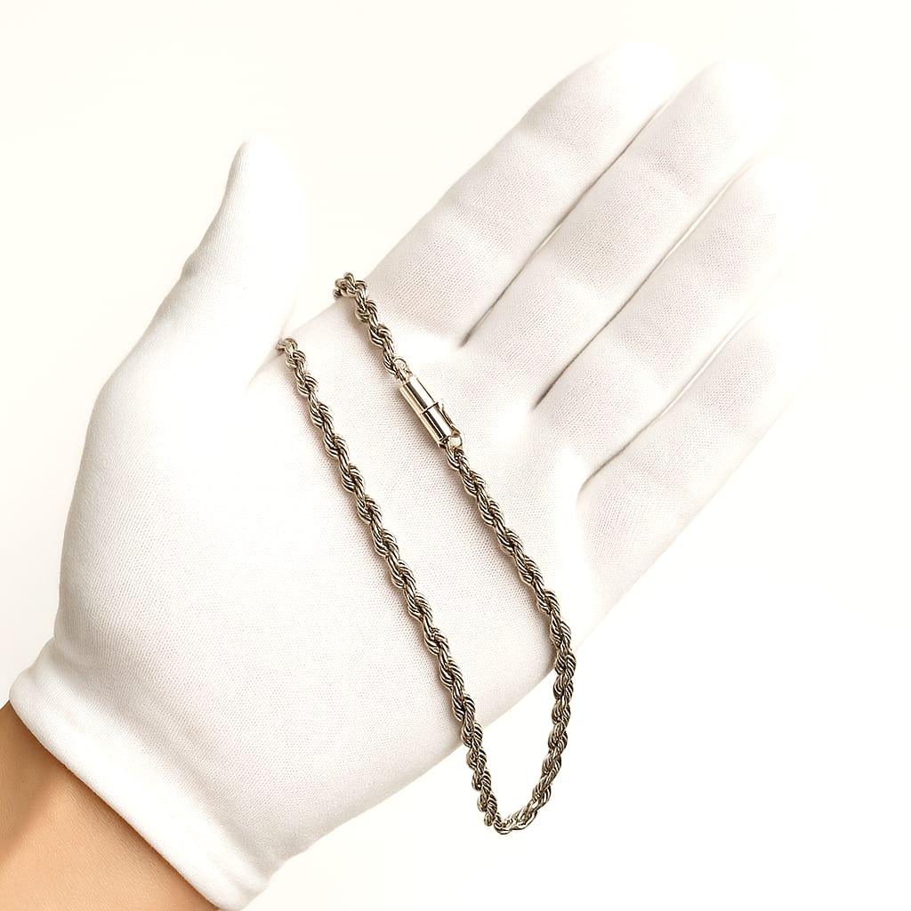 14K White Gold Rope Chain 18" 2