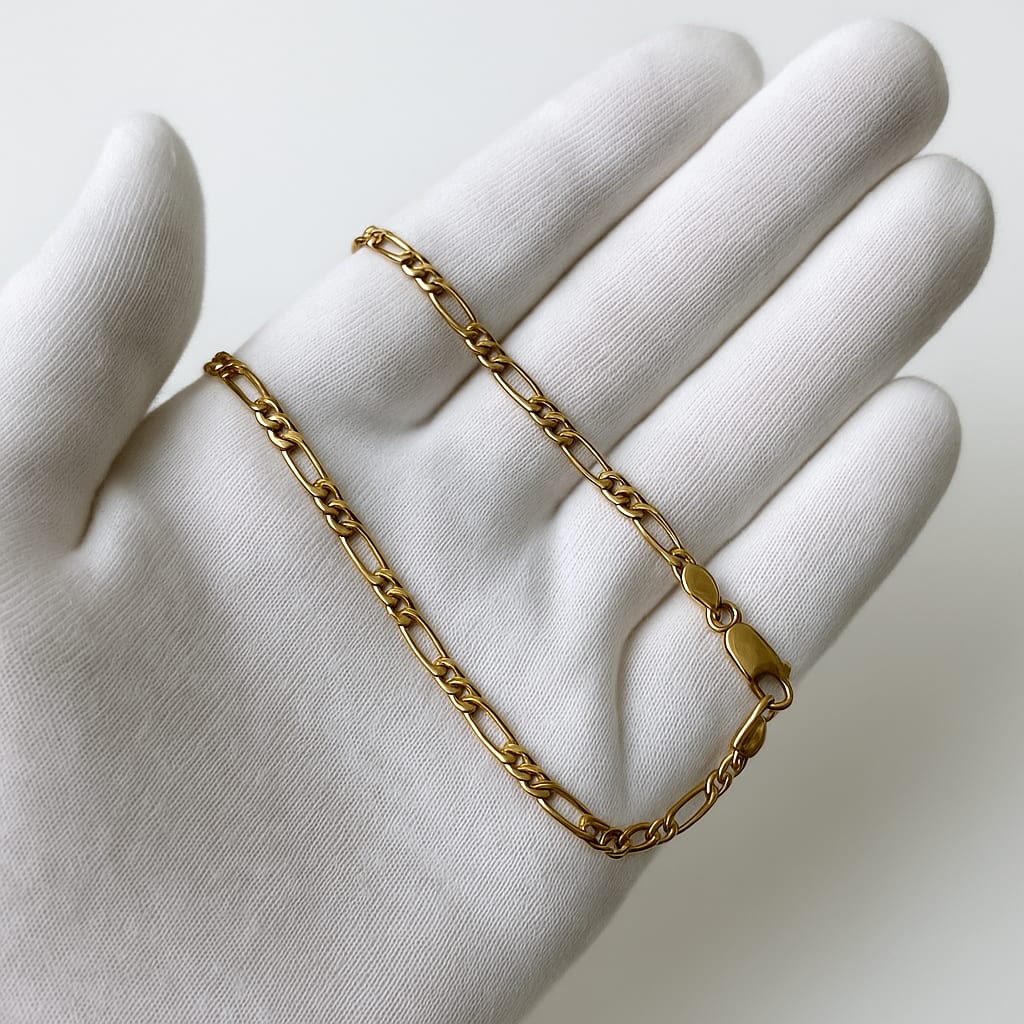 14K Yellow Gold Figaro Chain Necklace 18" 2