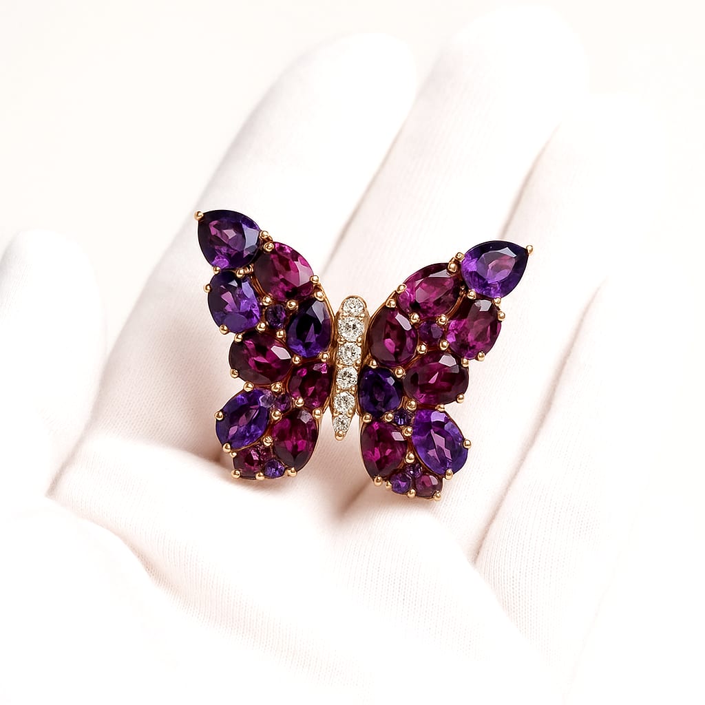 Effy 14K Rose Gold Butterfly Ring 34 Gemstones 3