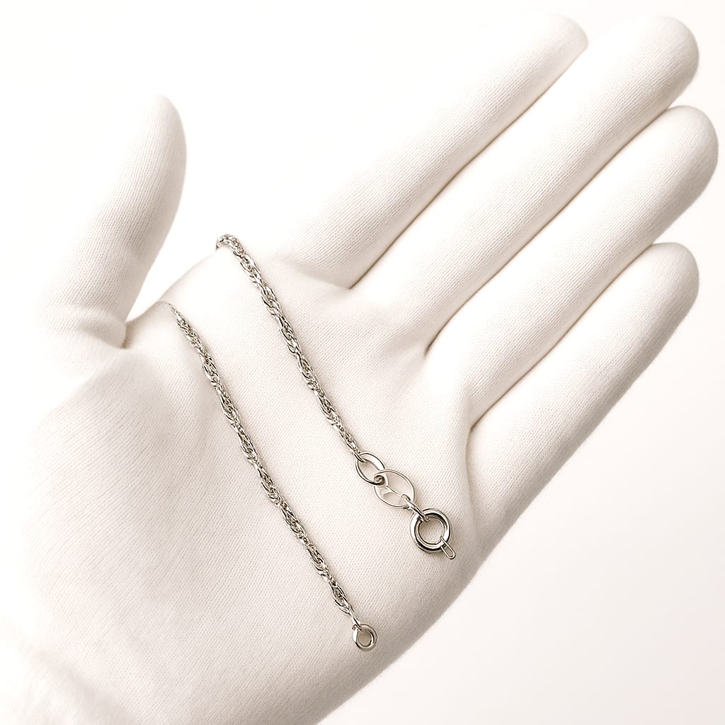 10K White Gold Singapore Chain Necklace 20" 3