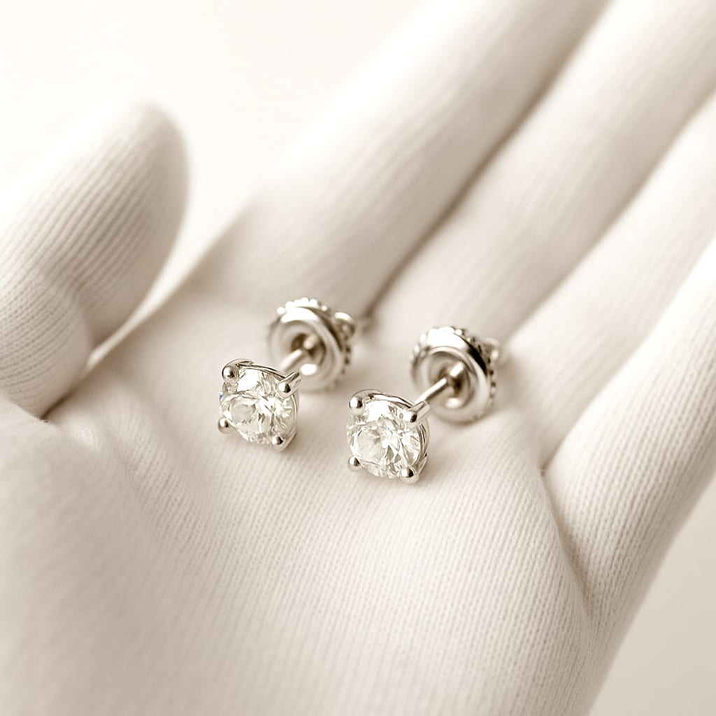 14K White Gold 0.50 ctw Diamond Stud Earrings 3