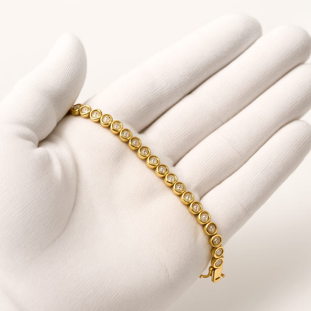 18K Yellow Gold 0.72 ctw Diamond Tennis Bracelet 3