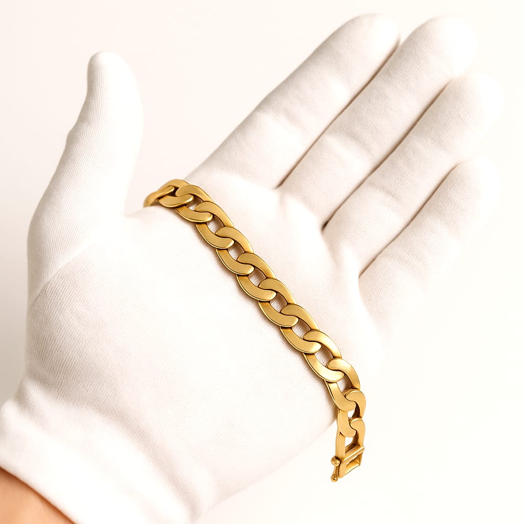 14K Yellow Gold Curb Bracelet Size 8" 4
