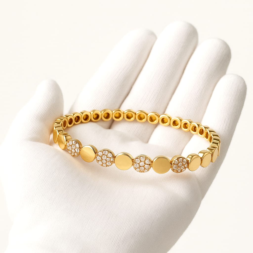 14K Yellow Gold 0.75 ctw Diamond Bangle 4