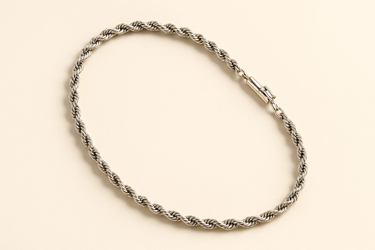 14K White Gold Rope Chain 18" 3