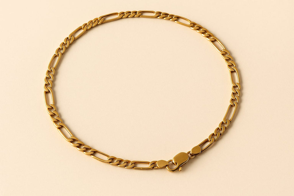 14K Yellow Gold Figaro Chain Necklace 18" 3