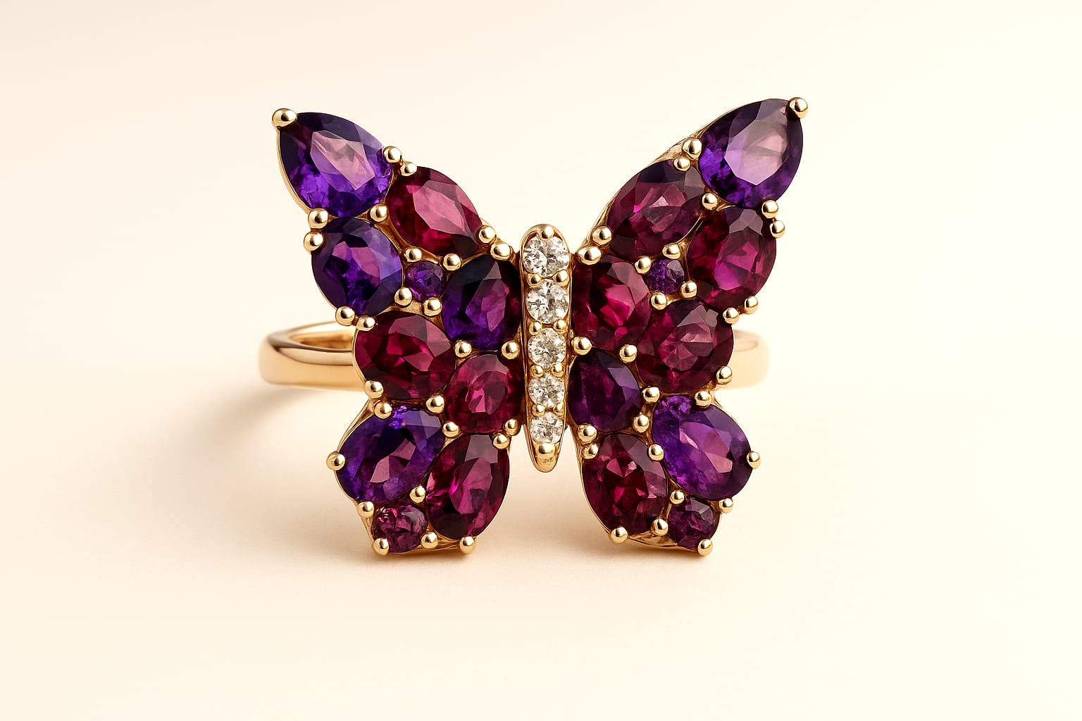 Effy 14K Rose Gold Butterfly Ring 34 Gemstones 4