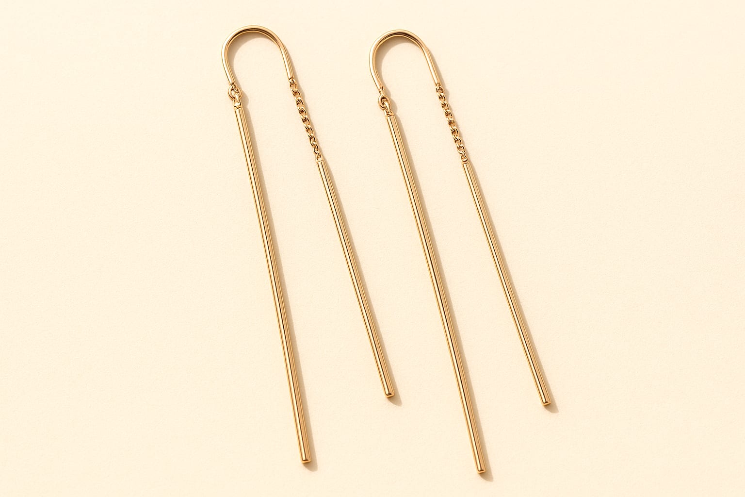 18K Rose Gold Long-Bar Threader Earrings 4