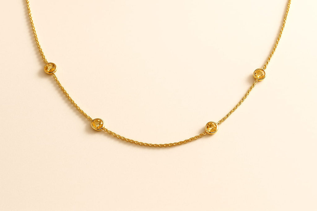 14K Yellow Gold 0.42 ctw Citrine Cable Chain 4