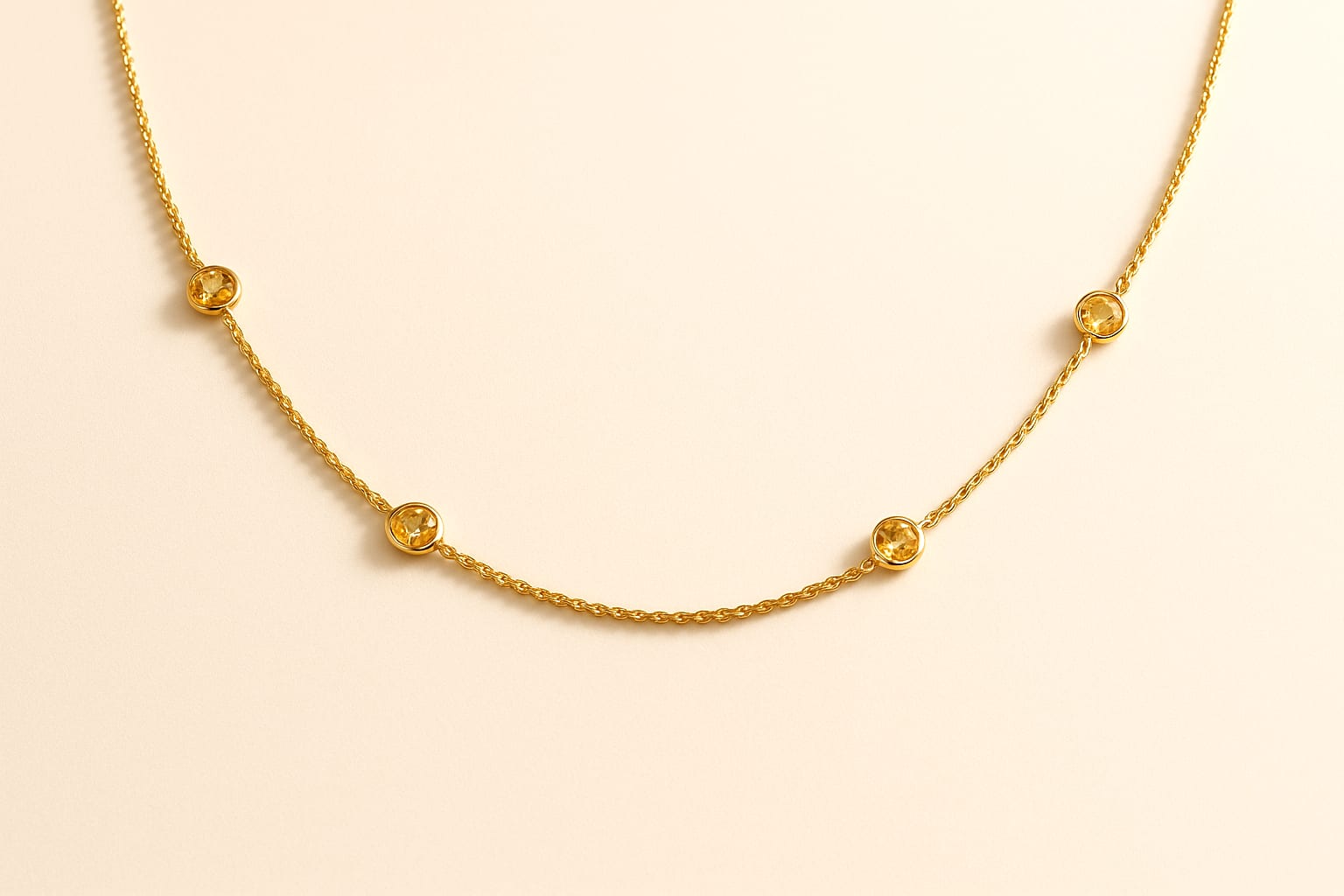 14K Yellow Gold 0.42 ctw Citrine Cable Chain 4