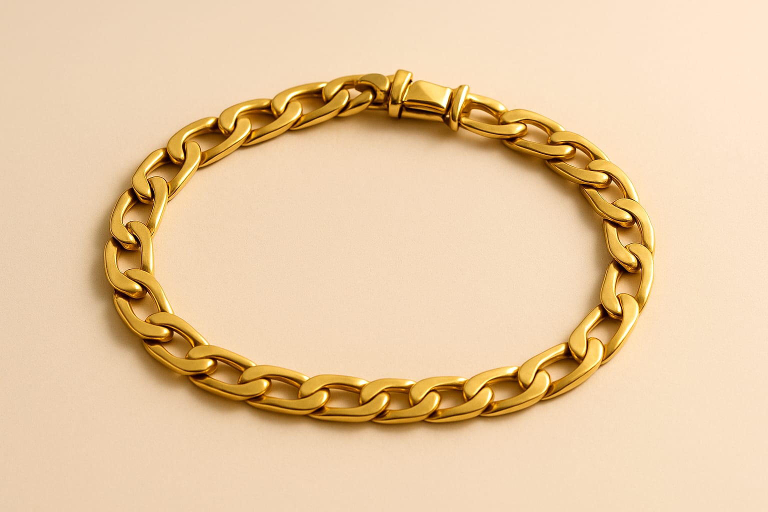 14K Yellow Gold Curb Bracelet Size 8" 5