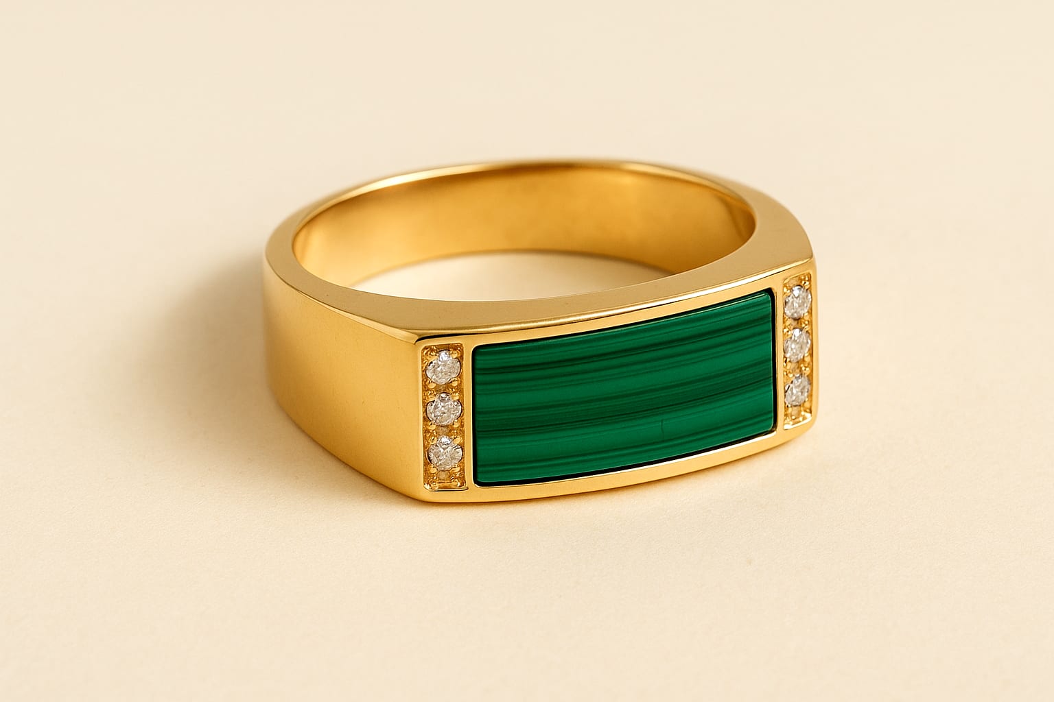 14K Yellow Gold 0.12 ctw Malachite Diamond Ring 5