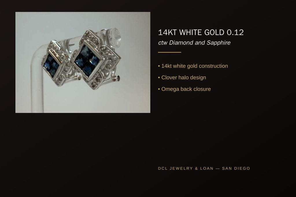 14kt White Gold Diamond & Sapphire Earrings 5