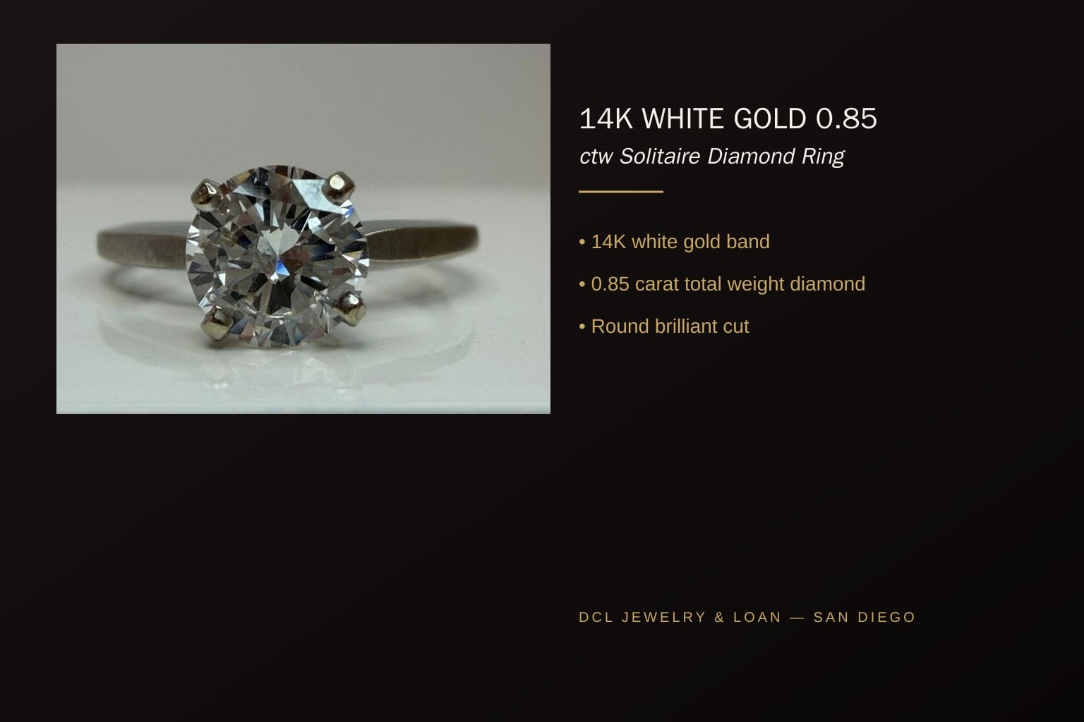 14K White Gold Diamond Solitaire Ring 5