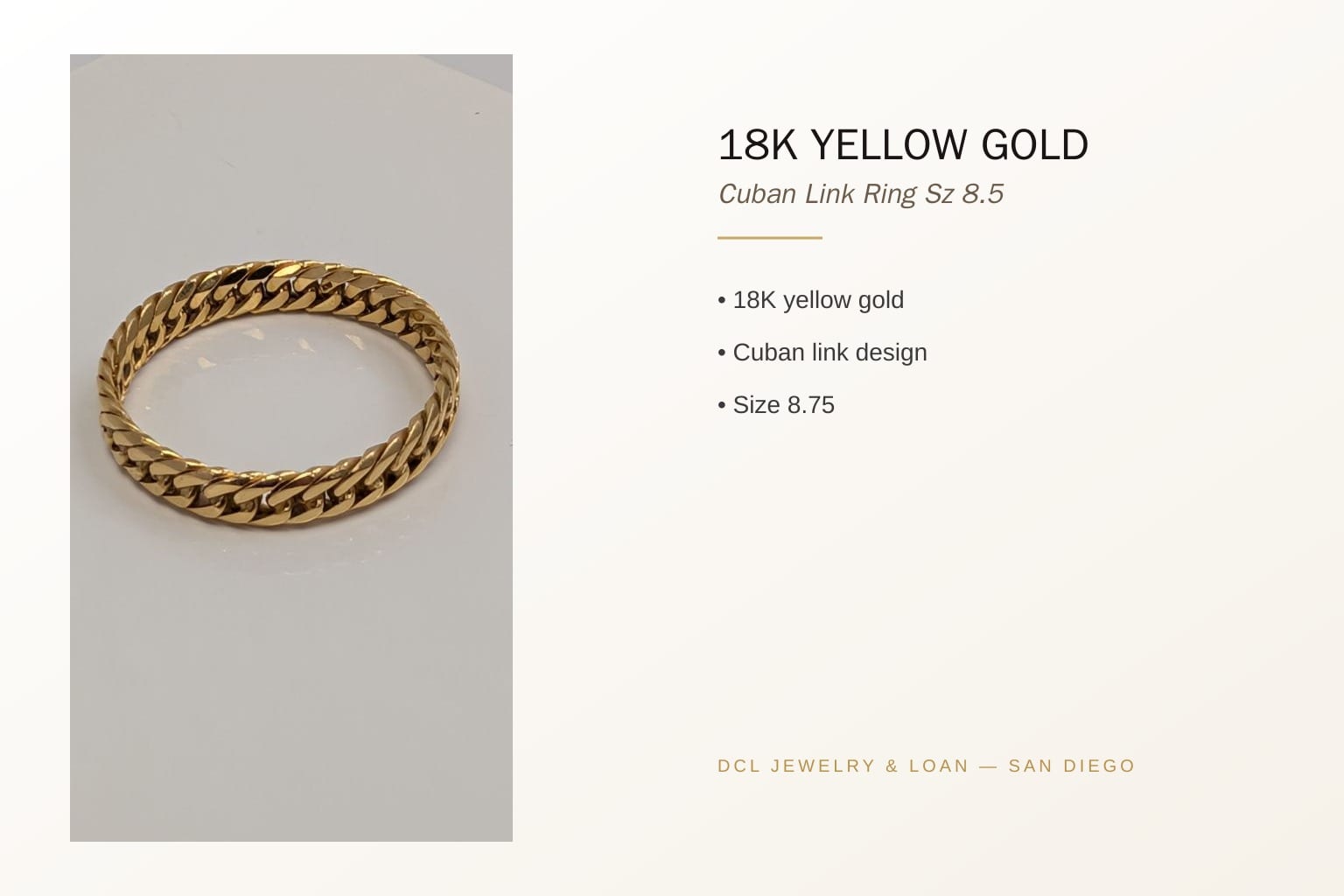 18K Yellow Gold Cuban Link Ring 4