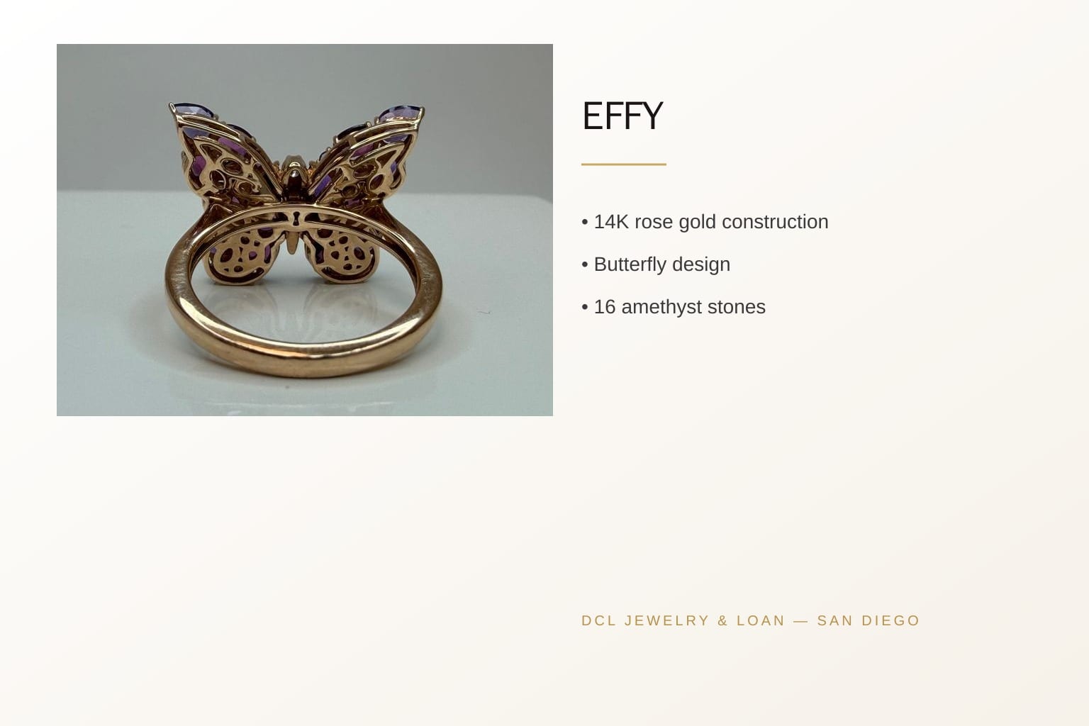 Effy 14K Rose Gold Butterfly Ring 34 Gemstones 5
