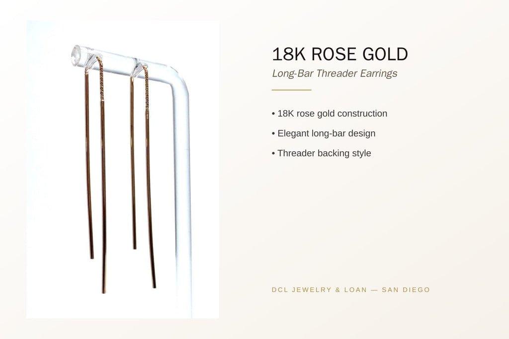 18K Rose Gold Long-Bar Threader Earrings 5