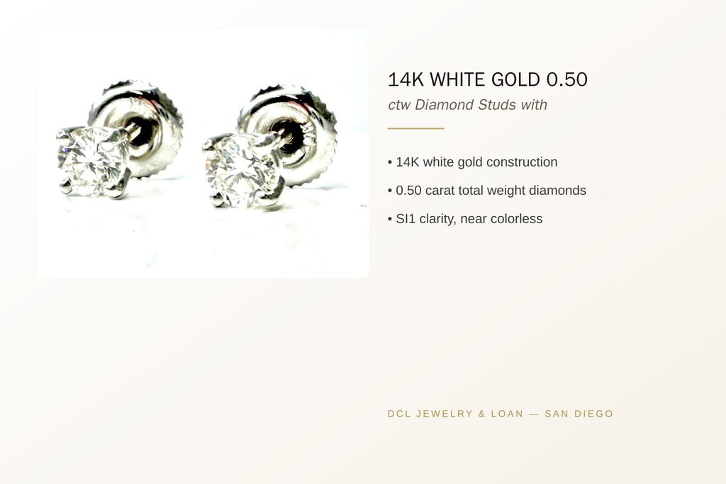 14K White Gold 0.50 ctw Diamond Stud Earrings 5