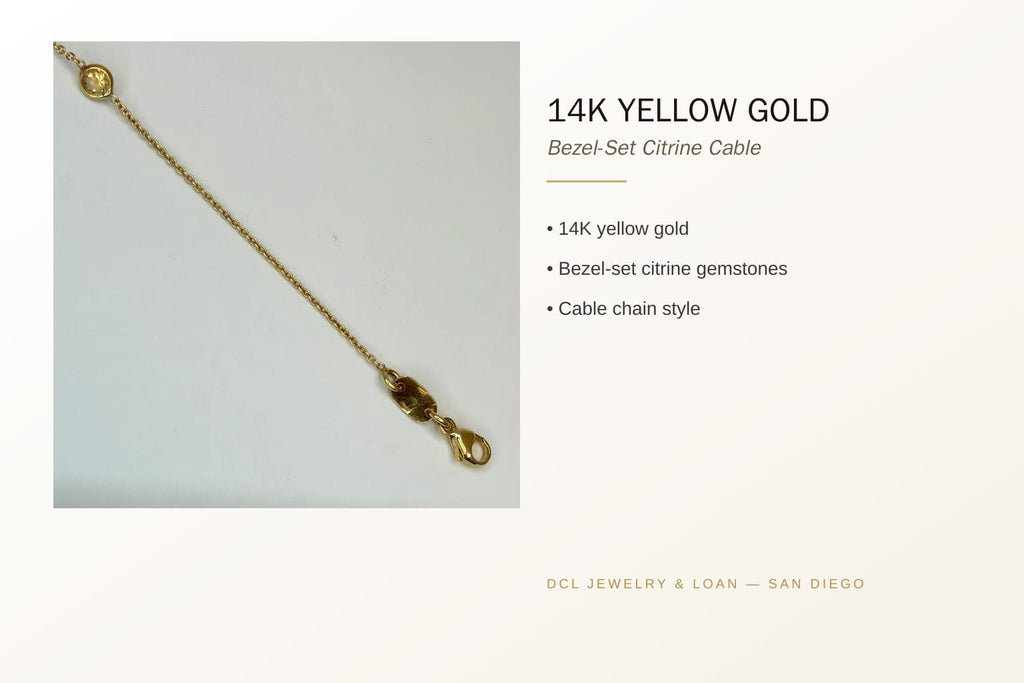 14K Yellow Gold 0.42 ctw Citrine Cable Chain 5