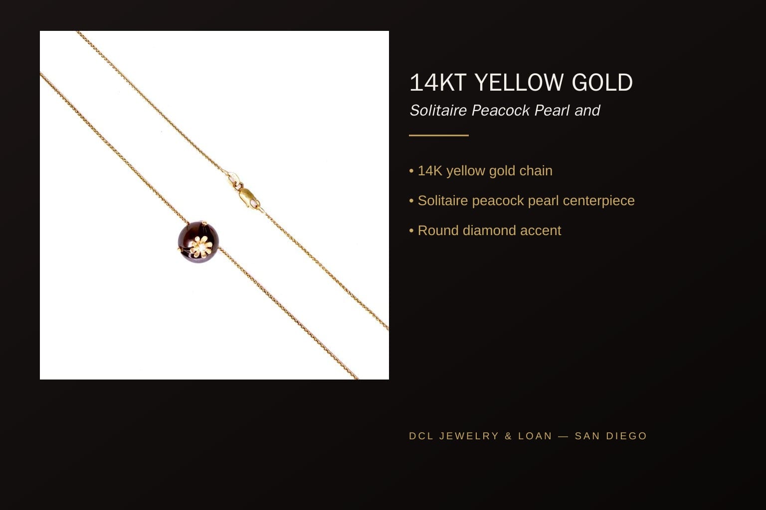 14K Gold Peacock Pearl & Diamond Necklace 5