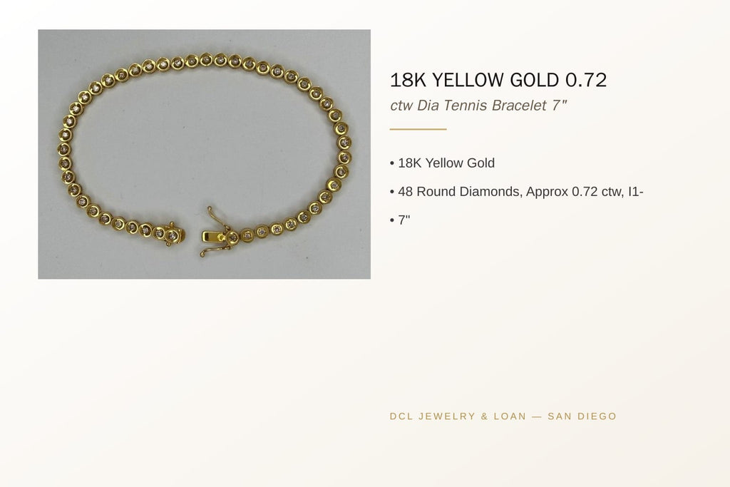 18K Yellow Gold 0.72 ctw Diamond Tennis Bracelet 5