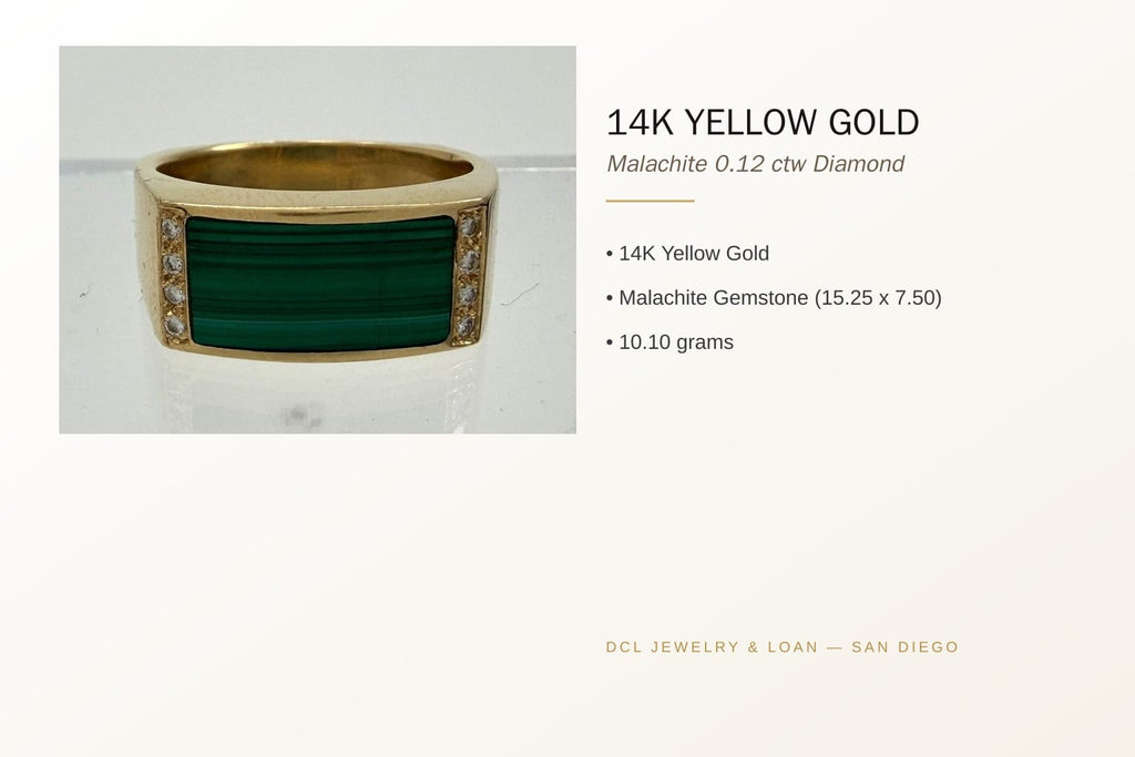 14K Yellow Gold 0.12 ctw Malachite Diamond Ring 6