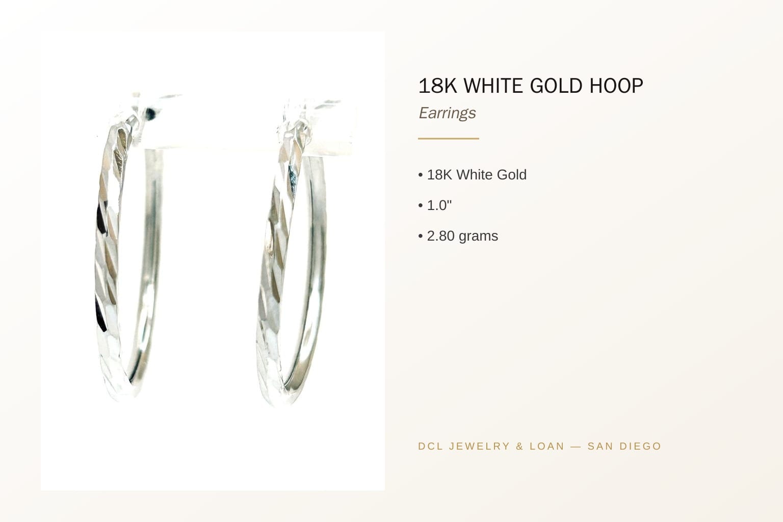 18K White Gold Hoop Earrings 5