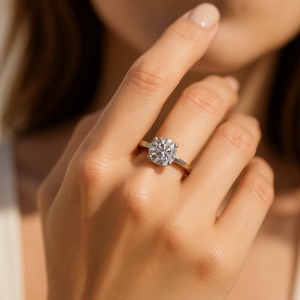 14K White Gold Diamond Solitaire Ring 6