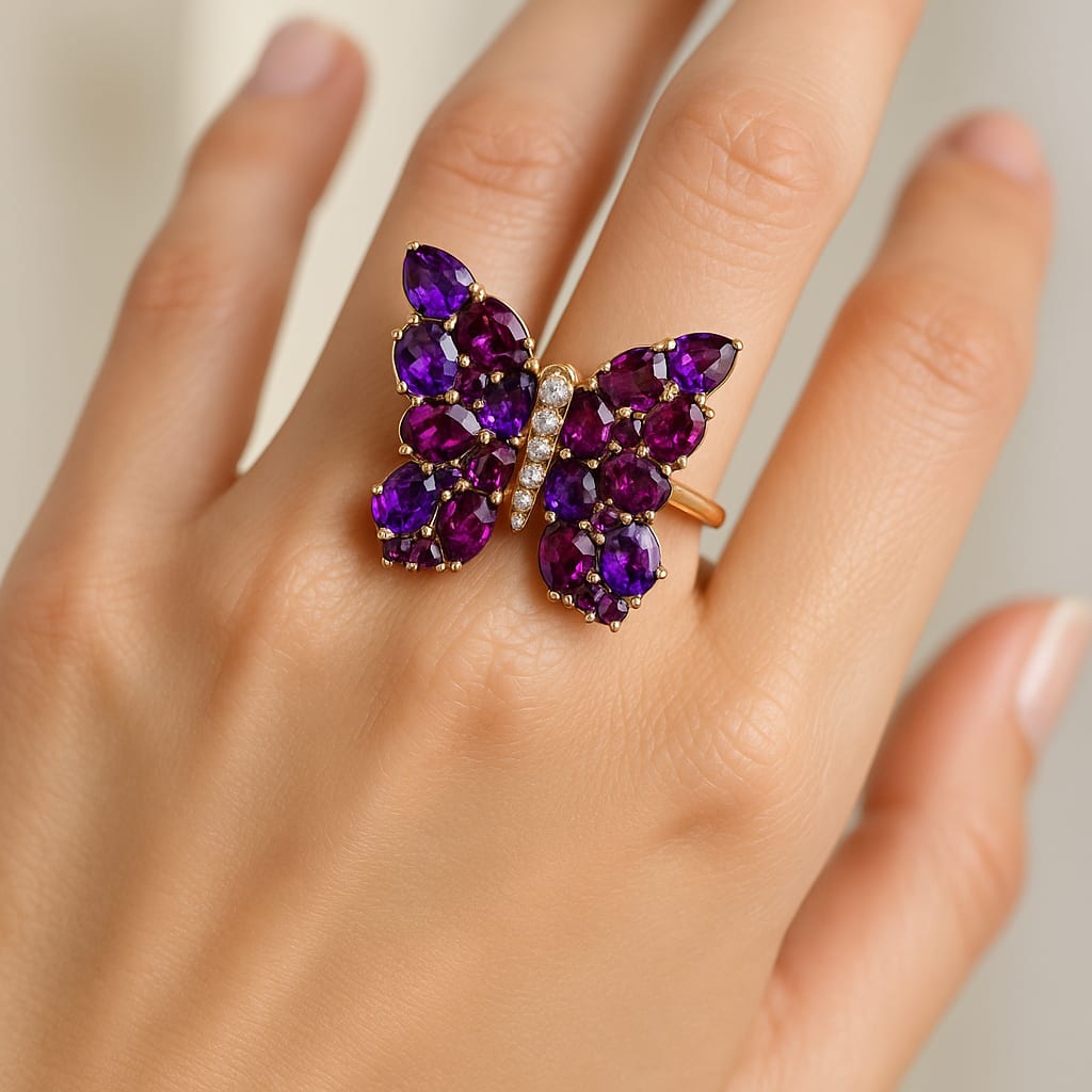 Effy 14K Rose Gold Butterfly Ring 34 Gemstones 6