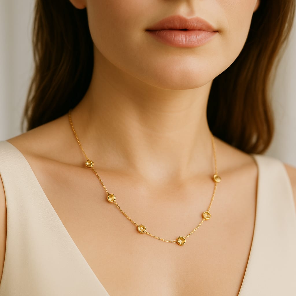 14K Yellow Gold 0.42 ctw Citrine Cable Chain 6