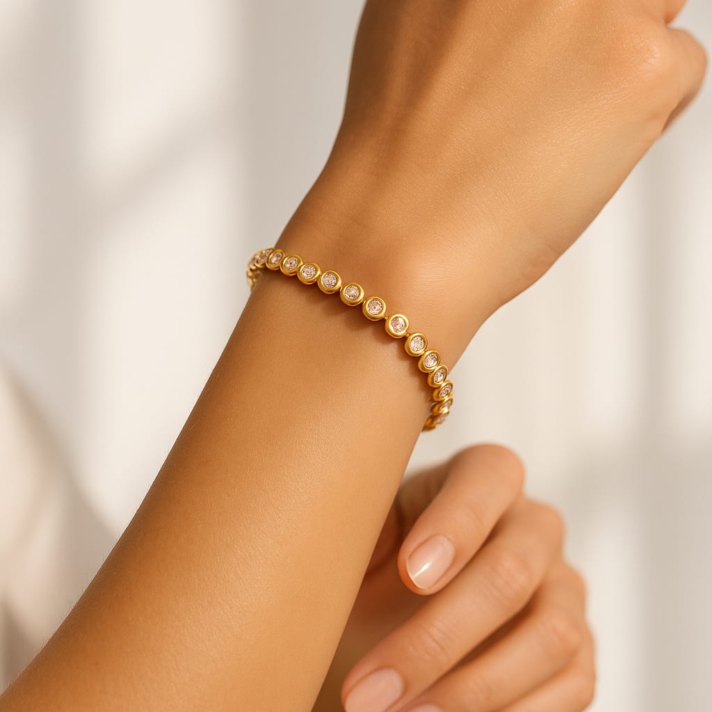 18K Yellow Gold 0.72 ctw Diamond Tennis Bracelet 6