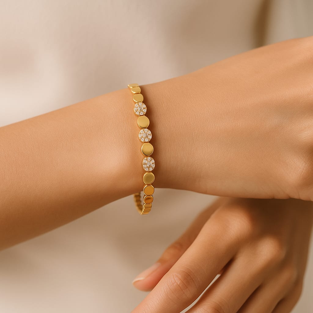 14K Yellow Gold 0.75 ctw Diamond Bangle 7