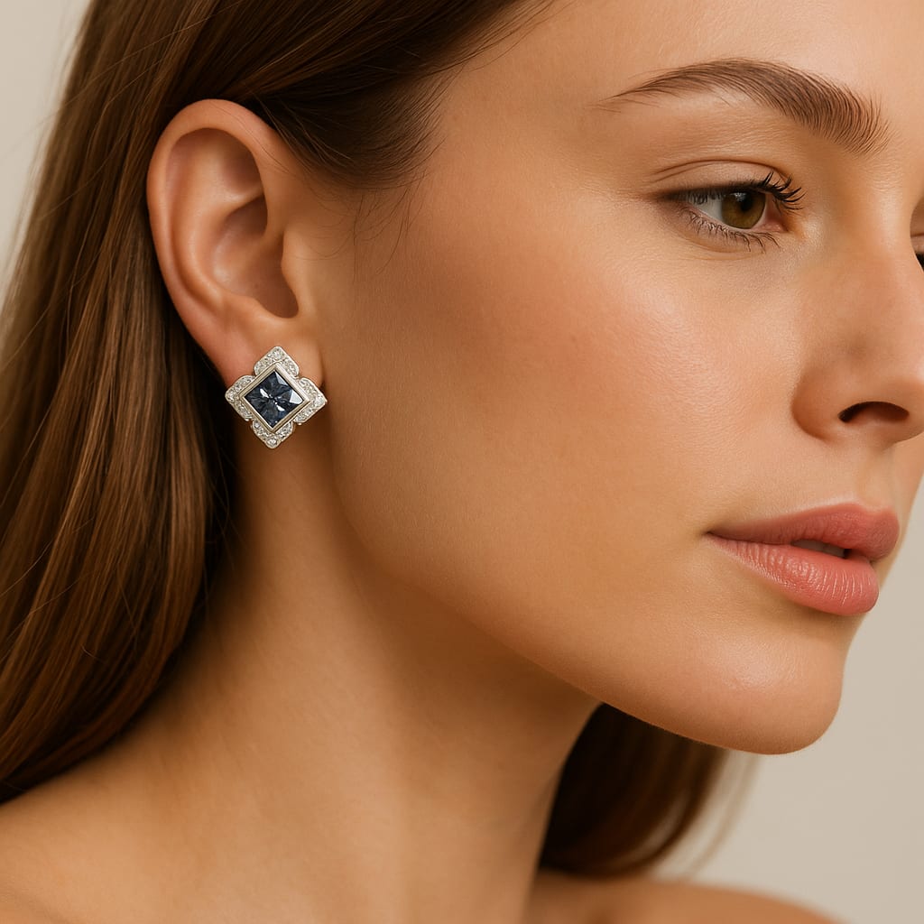 14kt White Gold Diamond & Sapphire Earrings 6