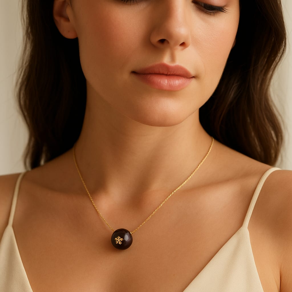 14K Gold Peacock Pearl & Diamond Necklace 6