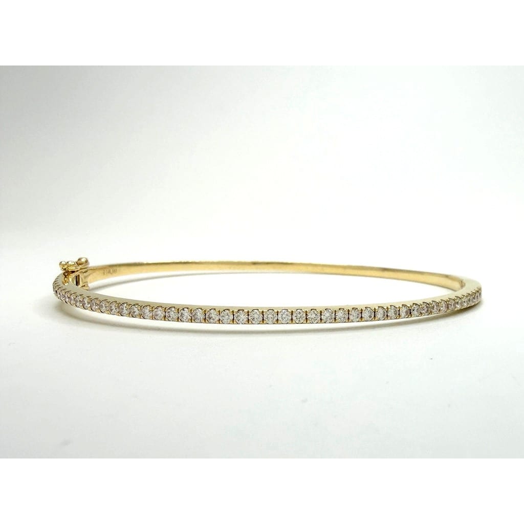 14K Gold 1.00 ctw Diamond Bangle Bracelet 7" 2