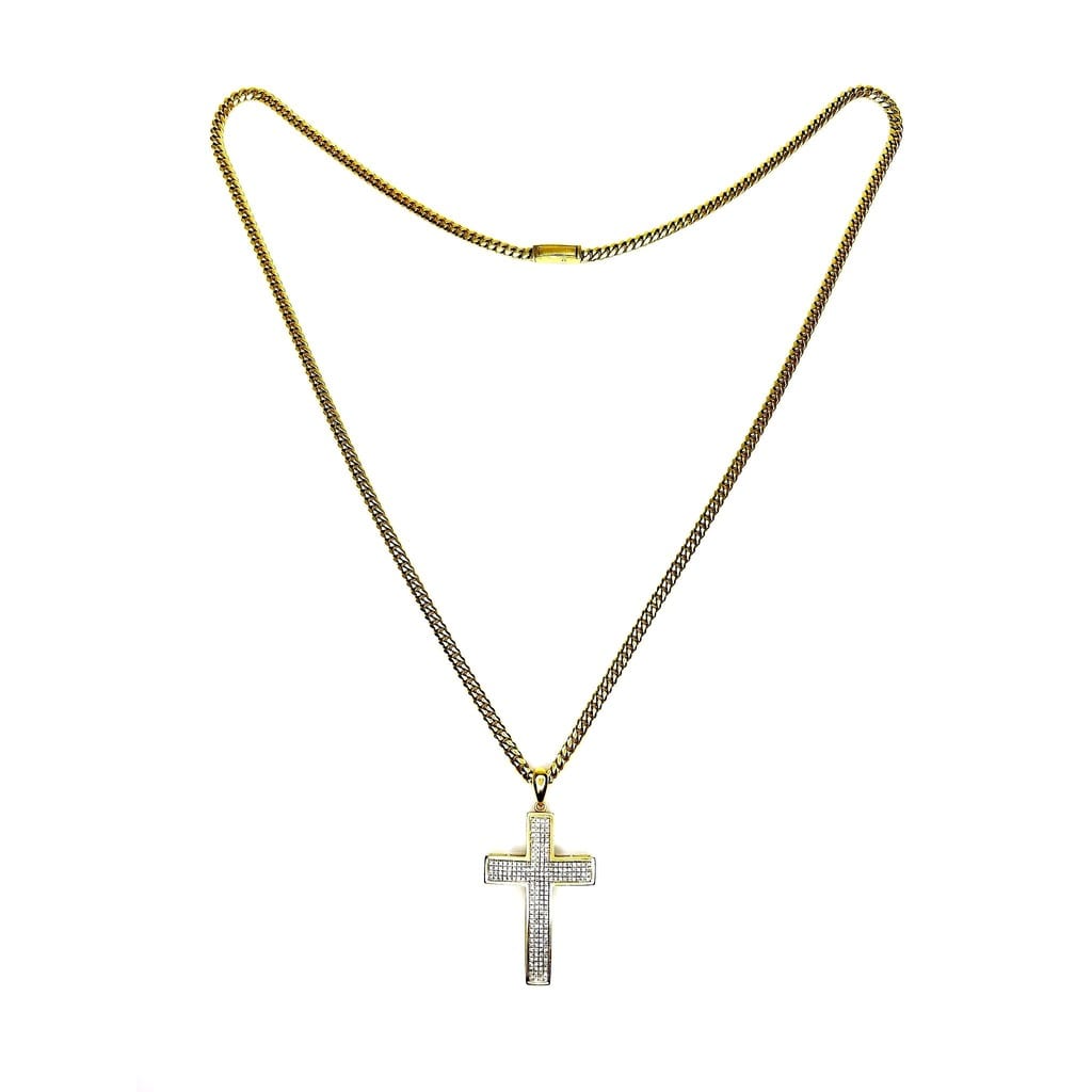 14K Yellow Gold 1.00 ctw Diamond Cross Necklace 2