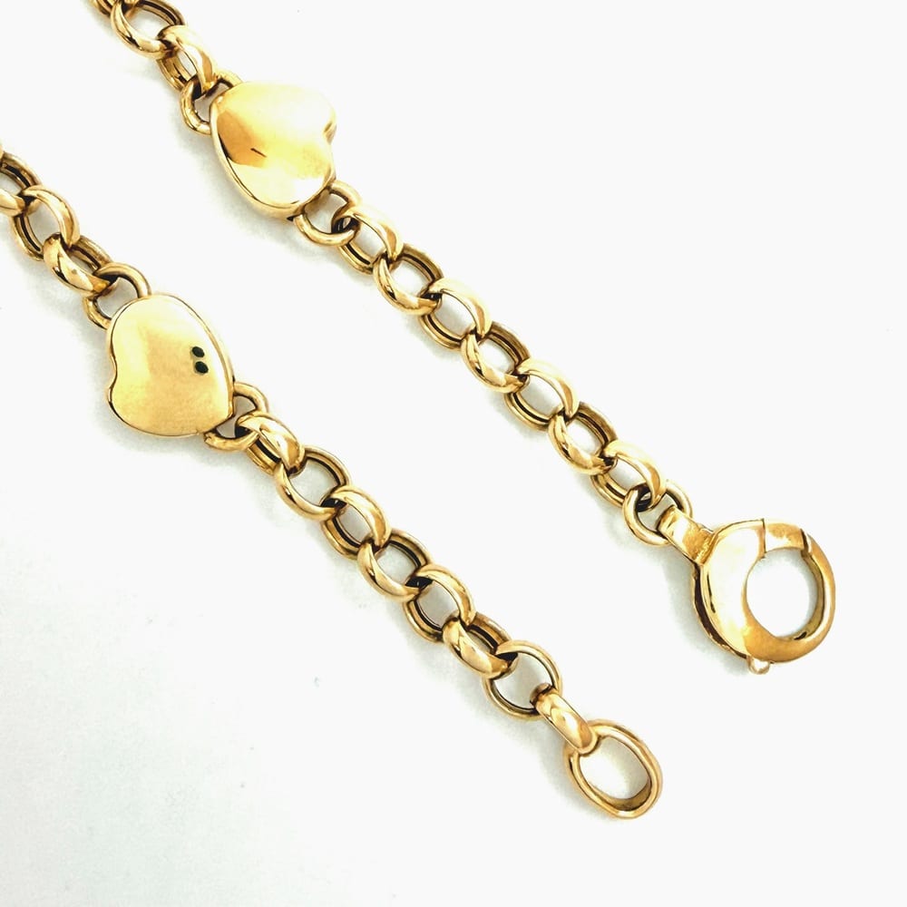 14K Yellow Gold Heart Link Bracelet 2