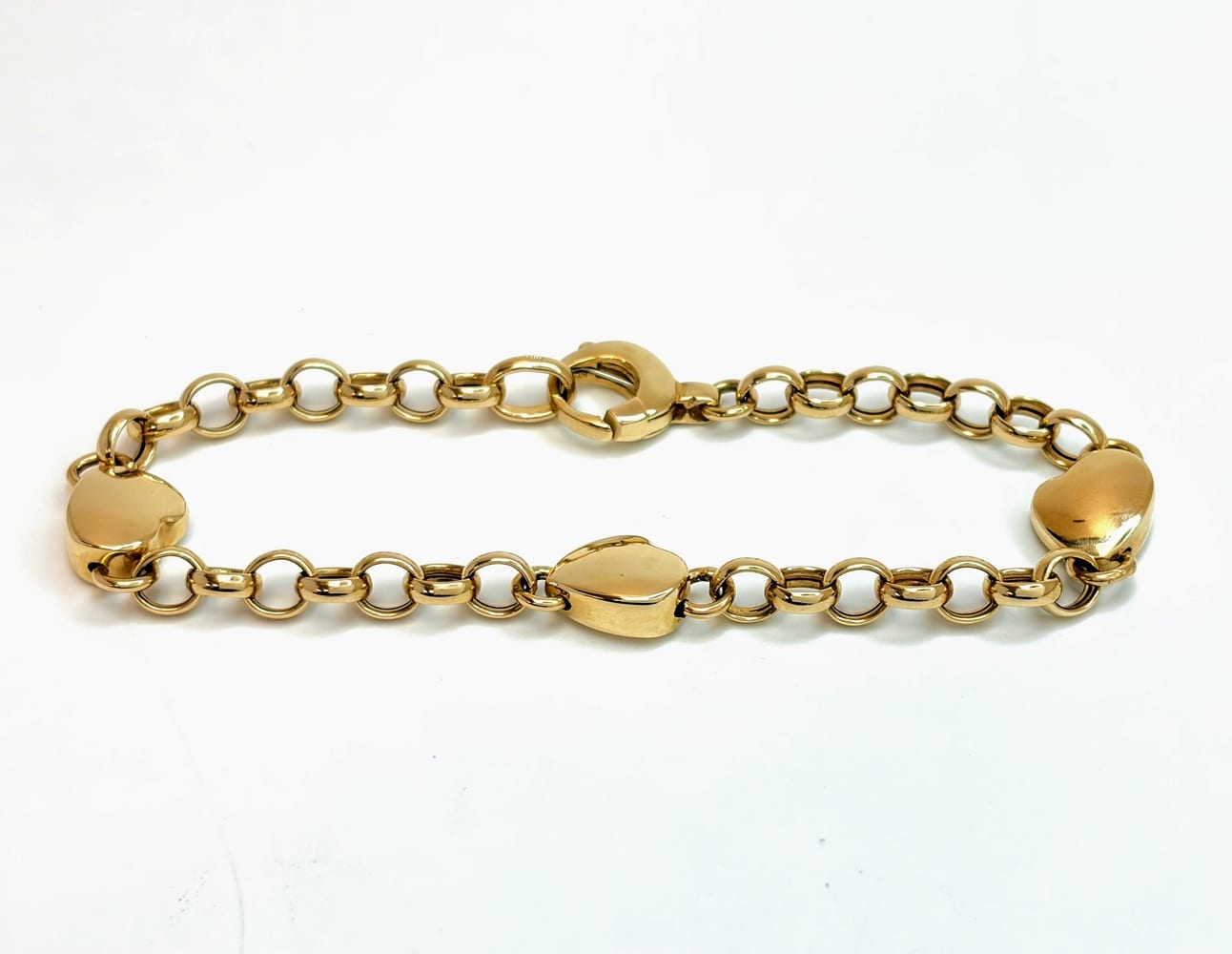 14K Yellow Gold Heart Link Bracelet 3
