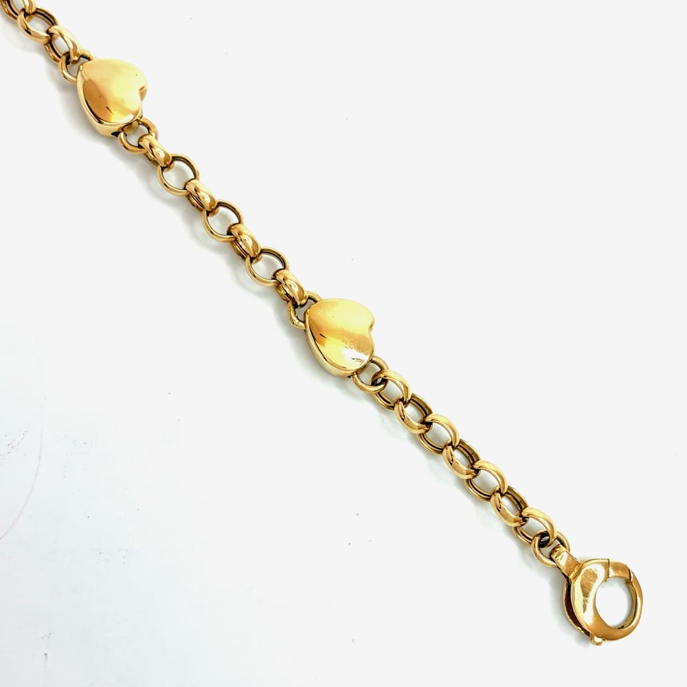 14K Yellow Gold Heart Link Bracelet 4
