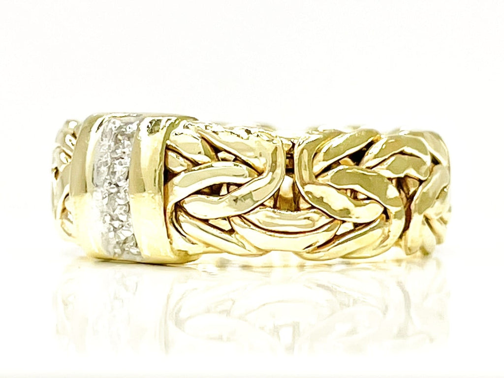 Radiant 14K Gold Byzantine Diamond Ring 2