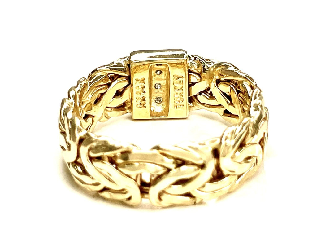 Radiant 14K Gold Byzantine Diamond Ring 4