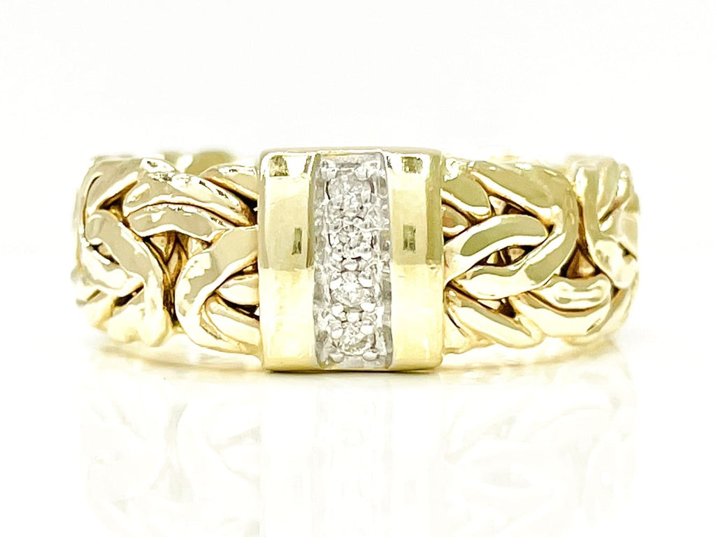 Radiant 14K Gold Byzantine Diamond Ring 5