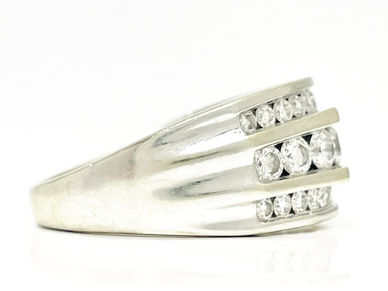 10K White Gold Men's Diamond Ring 4