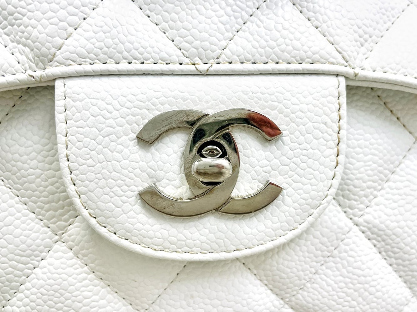 Chanel Jumbo Caviar Classic Flap White 2