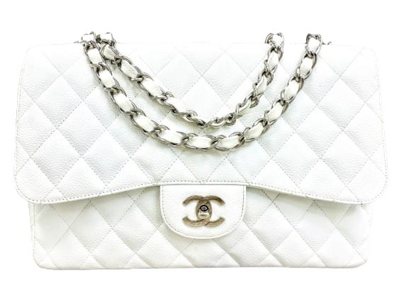 Chanel Jumbo Caviar Classic Flap White 16