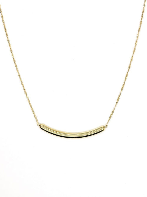 10K Yellow Gold Curved Bar Necklace 1