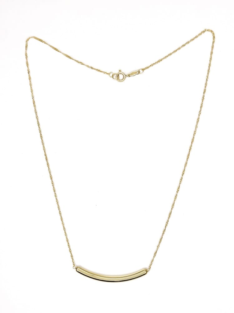 10K Yellow Gold Curved Bar Necklace 2