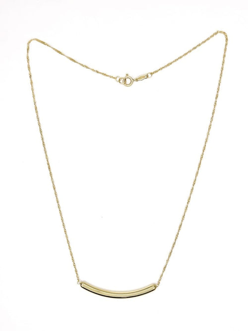 10K Yellow Gold Curved Bar Necklace 2
